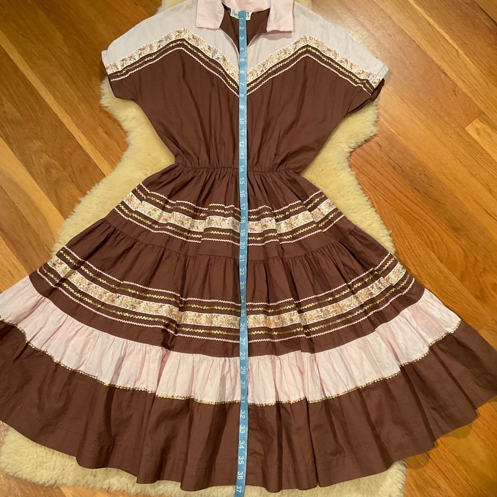 Vintage Peggy Lee brown and pink collared dress - Picture 11 of 11